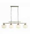 Suspension school 4 ampoules argent satiné avec verre opale