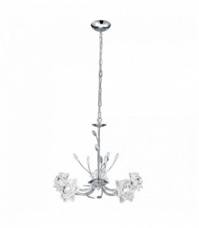 Soffitto Bellis 5 fiale cromo vetro trasparente fiore