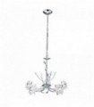 Plafonnier bellis  5 ampoules chrome verre transparent fleur