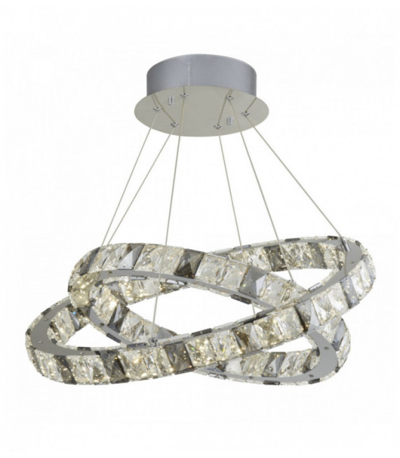 Suspension optica 2 Ring LED-Kristall und transparent geräucherte