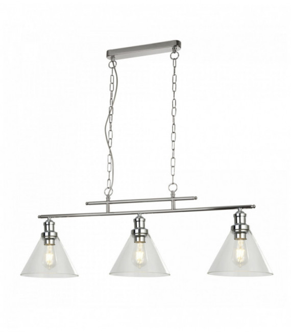 Suspension pyramide 3 ampoules cc abat-jour en verre transparent