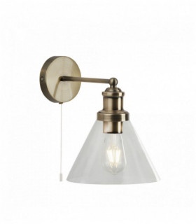 Pyramid wall light with transparent glass shade