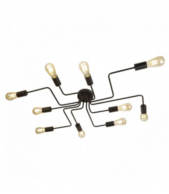Plafonnier circuit 10 ampoules noir mat