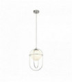 Suspension axis 1 ampoule - chrome avec boule en verre opale