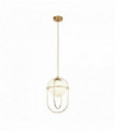 Suspension axis 1 ampoule - laiton poli avec boule en verre opale
