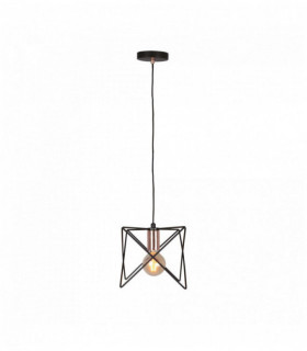 Suspension anthea 1 ampoule cadre noir avec détails en cuivre