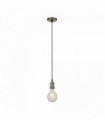 Suspension de câble 1 ampoule argent satiné avec câble textile noir de 1,5 m