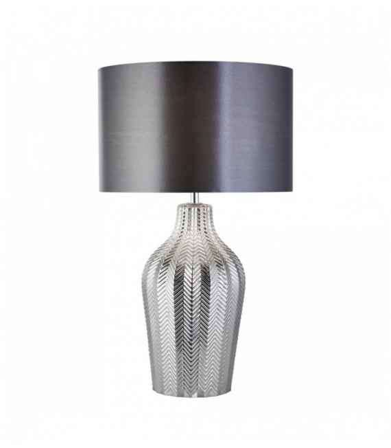 Tischleuchte Chevron 1 Glühbirne mit Grauton und Basis gerippten Glas geräucherte