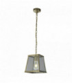 Suspension lantern voyager 1 ampoule conique en laiton antique avec verre transparent