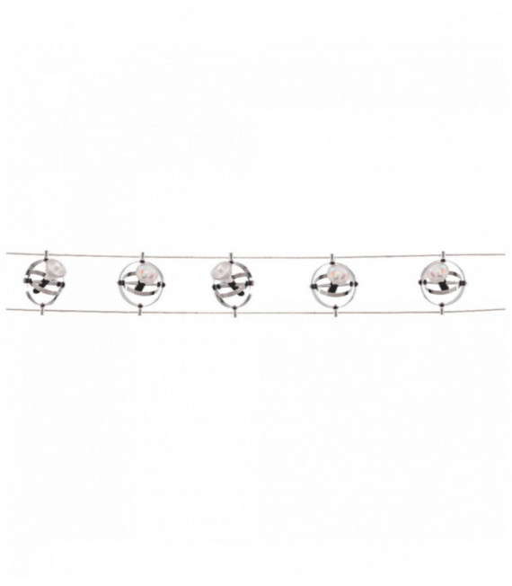 Kit Kabel führte Track & Spot 5 Ampullen Köpfe Gyroskop einstellbar Chrom
