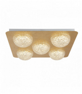 Celestia led ceiling light 5 bulbs - gold leaf with transparent acrylic