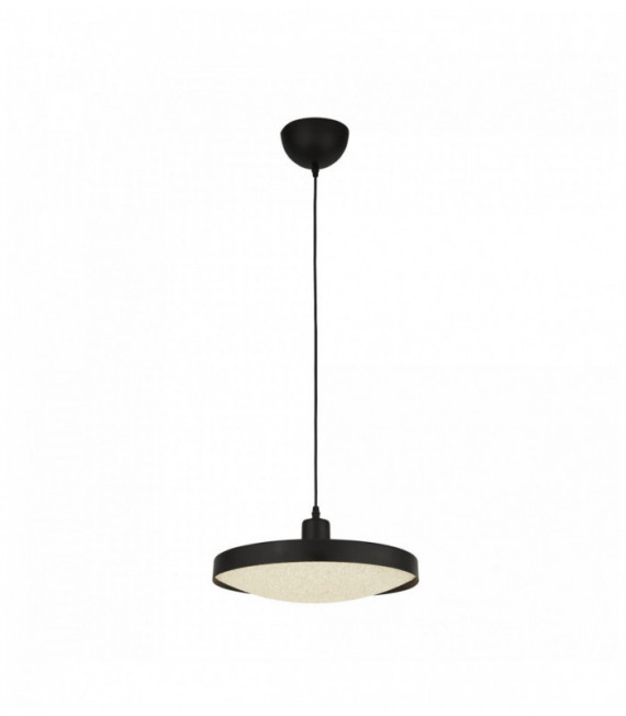 Suspension led soucoupe - noir avec diffuseur de sable en cristal