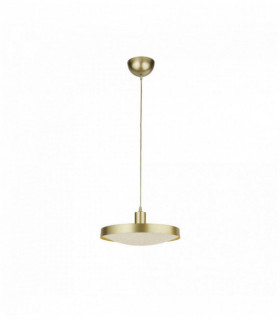 Sospensione led piattino - oro con diffusore in cristallo sabbia