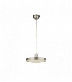 Suspension led soucoupe - argent avec diffuseur de sable en cristal