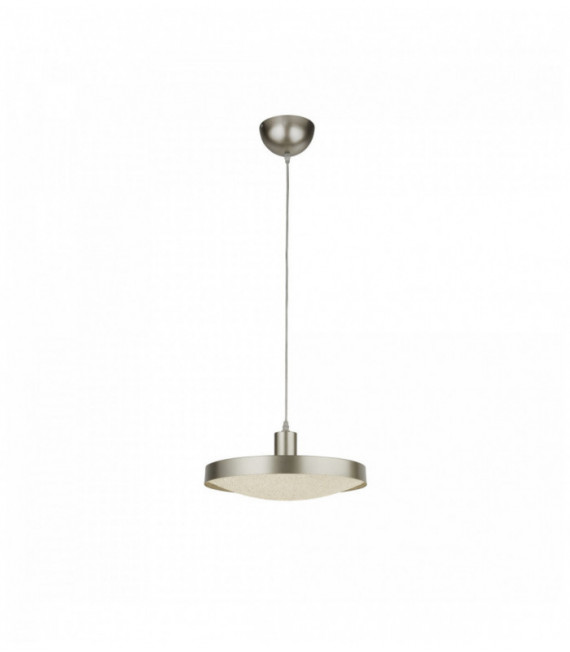 Suspension led soucoupe - argent avec diffuseur de sable en cristal