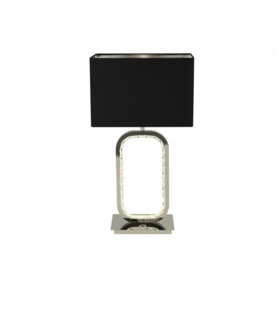 Lampe de table aura chrome avec 1 x support e27 et base led avec détail en cristal de cristal