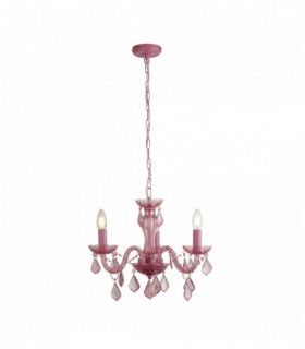 Kinder 3 rosa Leuchter-Lampen, Metallrahmen, Acrylperlen und Glassäule