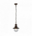1-Light Station Outdoor Pendant - Rustic Brown with Clear Glass