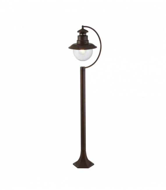 Rustic Brown 1-Light Outdoor Station Garden Post with Clear Glass