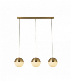 Suspension endor 3 bulbs, satin brass with opal glass. ball dia180mm