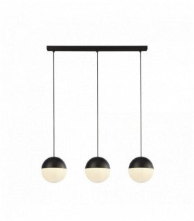 Pendant lamp endor 3 bulbs, black with opal glass. DIA180mm ball