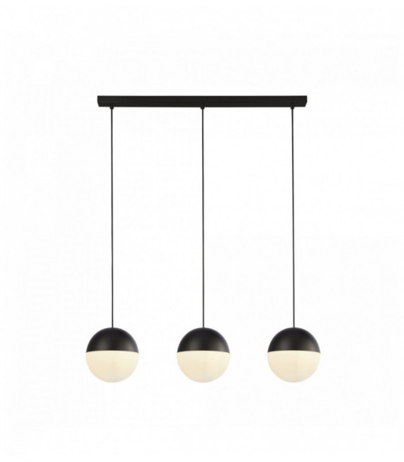 Suspensión endor 3 bombillas, negro con vidrio opalino. bola dia180mm