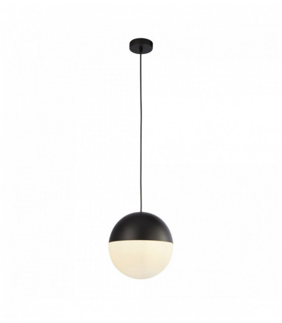Suspension endor 1 ampoule, finition noire avec verre opale. diamètre 250mm