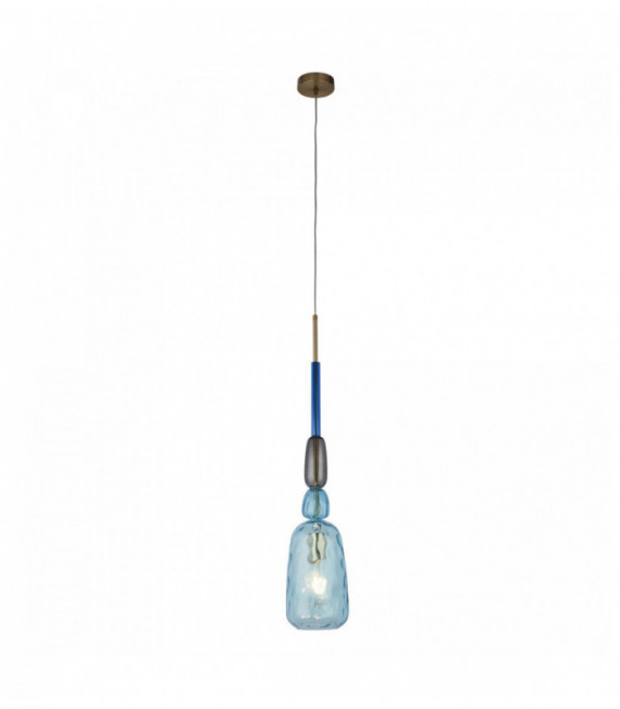 Suspending narghile Glaskolben 1 mit blauen Schatten und Bronze Metall