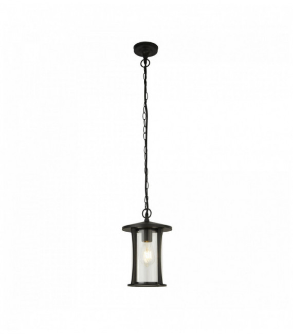 Suspension d'extérieur pagoda 1 ampoule - noir avec verre transparent