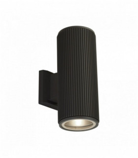 Applique extérieur haut / bas pour mur / porche - noir avec verre transparent