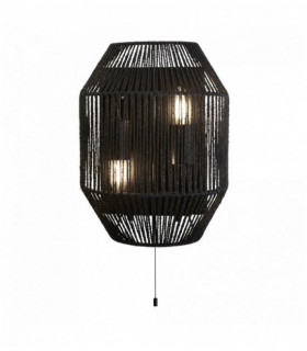 applique da parete per lampadine 2 di vimini, vimini nero