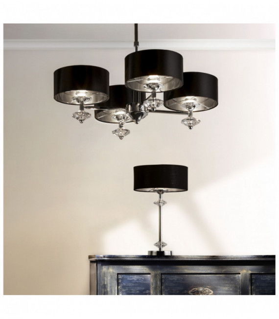 Lampada da tavolo new orleans 1 lampadina cromata con paralume nero / silver interni