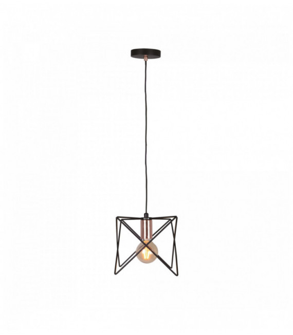 Anthea pendant light 1 bulb black frame with copper details