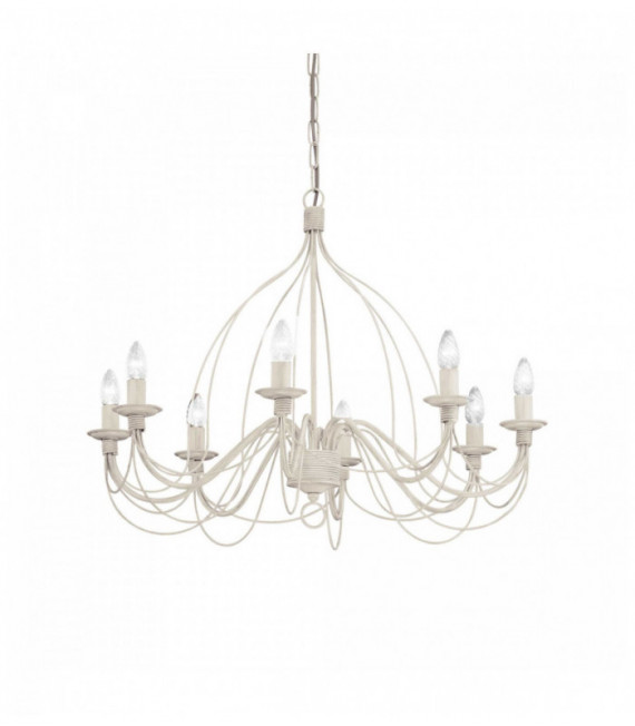 Lampadario bianco antico CORTE 8 lampadine