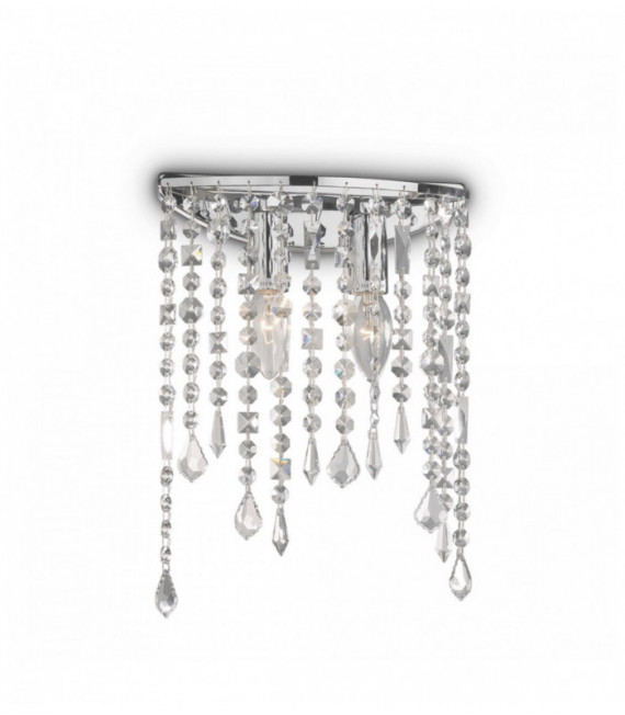 Applique murale Chromée en cristal RAIN CLEAR 2 ampoules