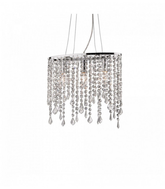 Colgante de cromo en cristal RAIN CLEAR 3 bombillas