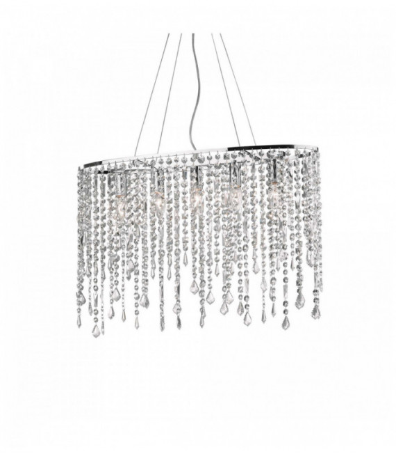 Suspension Chromée en cristal RAIN CLEAR 5 ampoules