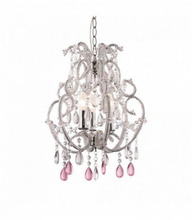 Silver pendant in VIOLET crystal 3 bulbs
