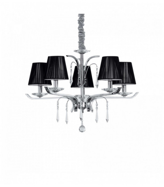 Suspension Chromée en cristal ACCADEMY 5 ampoules