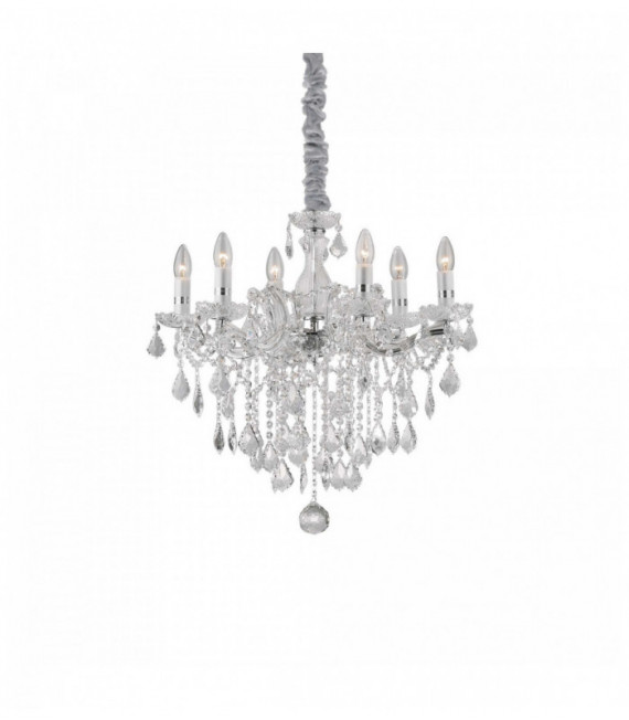 Suspension Chromée en cristal FLORIAN 6 ampoules