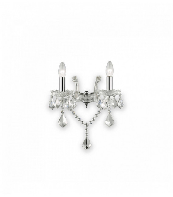 Applique murale Chromée en cristal FLORIAN 2 ampoules