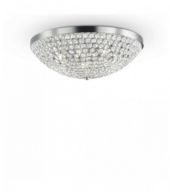 Plafonnier Chrome en cristal ORION 12 ampoules