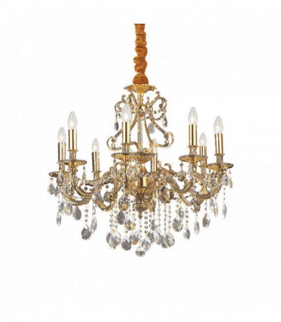 Suspension Dorée en cristal GIOCONDA 8 ampoules