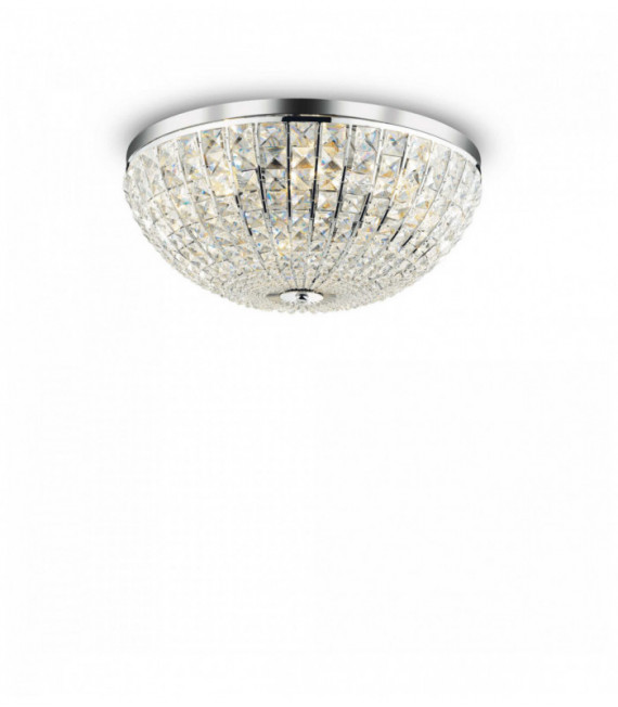 Chrome ceiling light in crystal CALYPSO 8 bulbs
