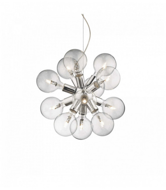 Sospensione cromata DEA 12 lampadine