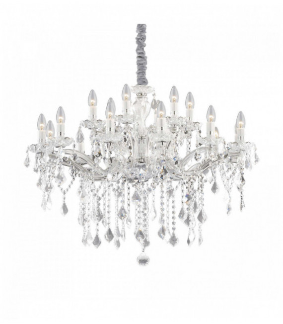 Suspension Chromée en cristal FLORIAN 18 ampoules
