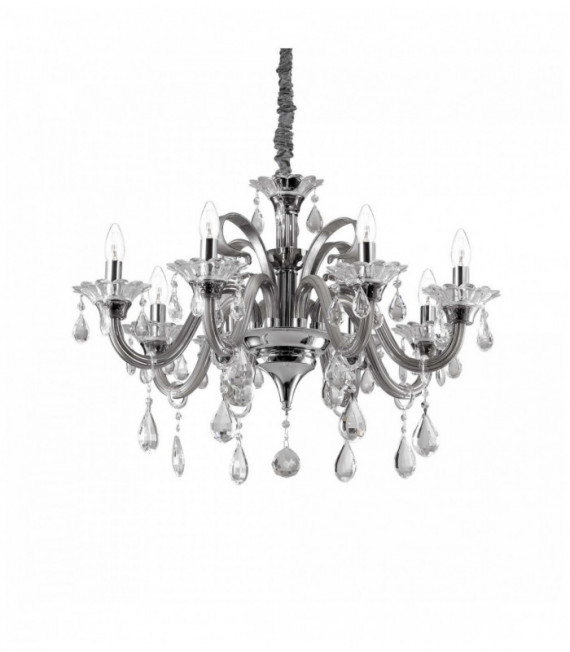 Suspension Grise en cristal COLOSSAL 8 ampoules