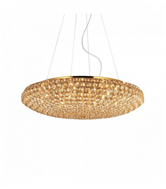 Suspension Dorée en cristal KING 12 ampoules