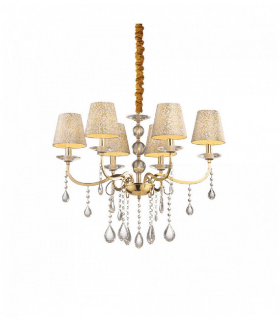 Golden pendant in crystal PANTHEON 6 bulbs