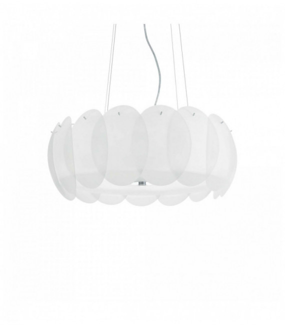 White pendant light OVALINO 8 bulbs